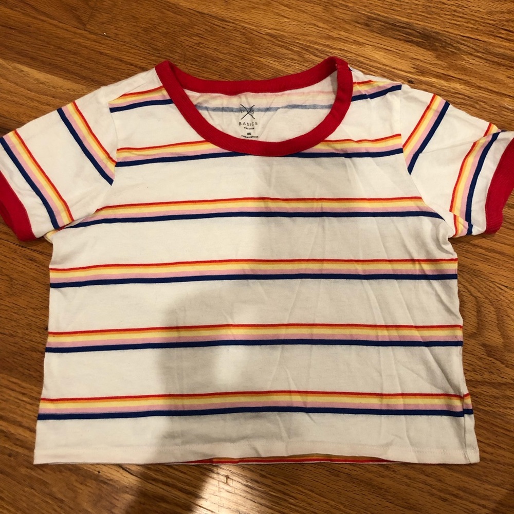 Rainbow Striped Crop T-Shirt